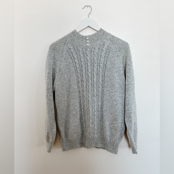 Karen Scott - Mock Neck Knit Sweater - Grey Pearl Buttons - Size XL - Picture 2 of 8